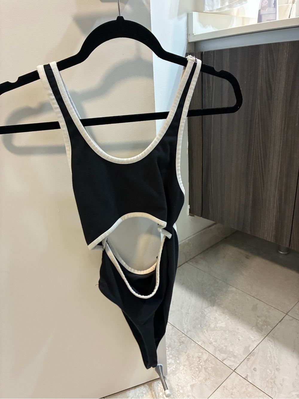 Urban Outfitters Black One-Piece Bodysuit with White Trim
